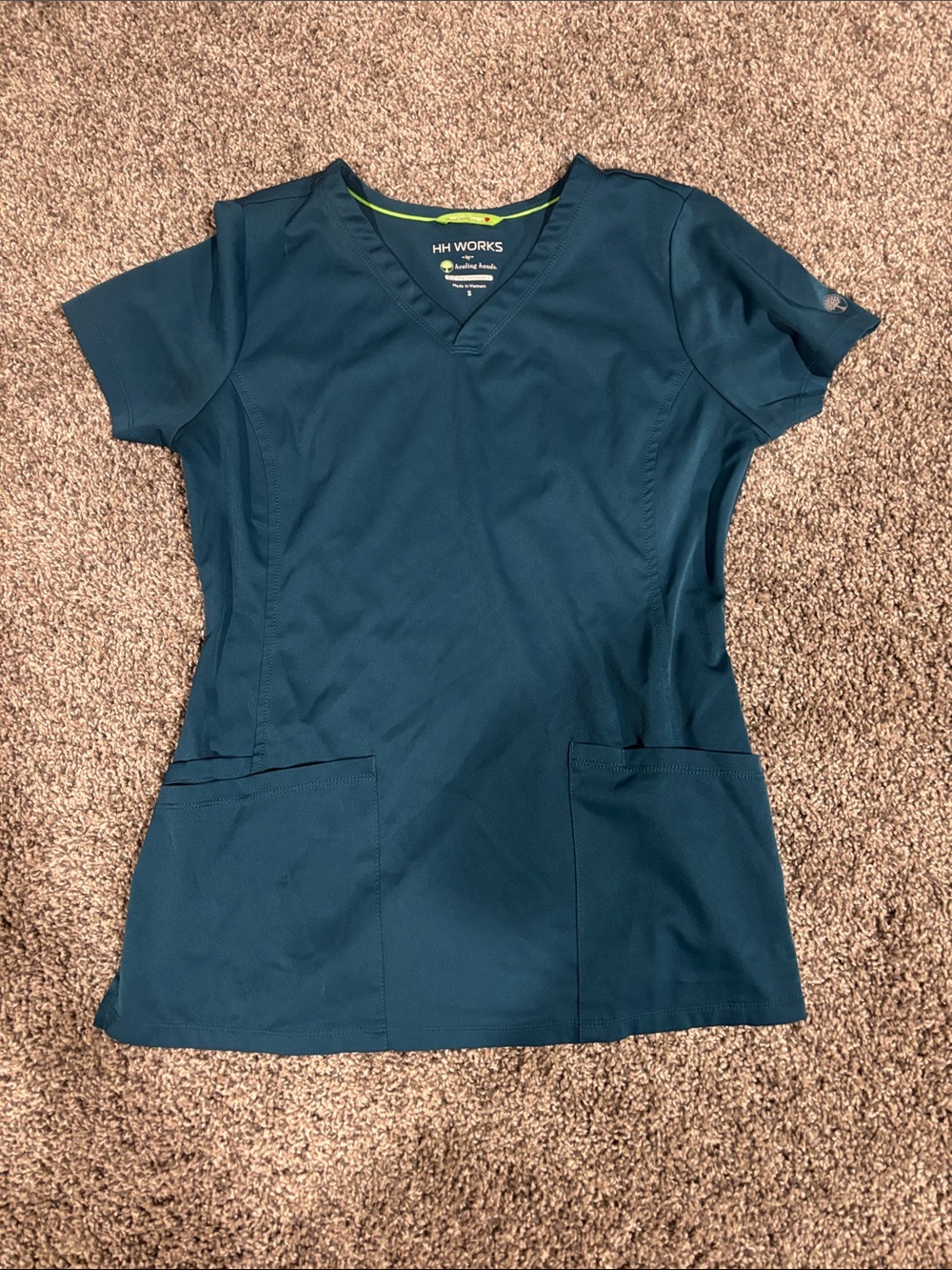 healing hands Teal V-Neck Medical Scrub Top